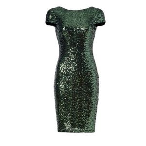 Badgley Mischka Emerald Sequin Dress